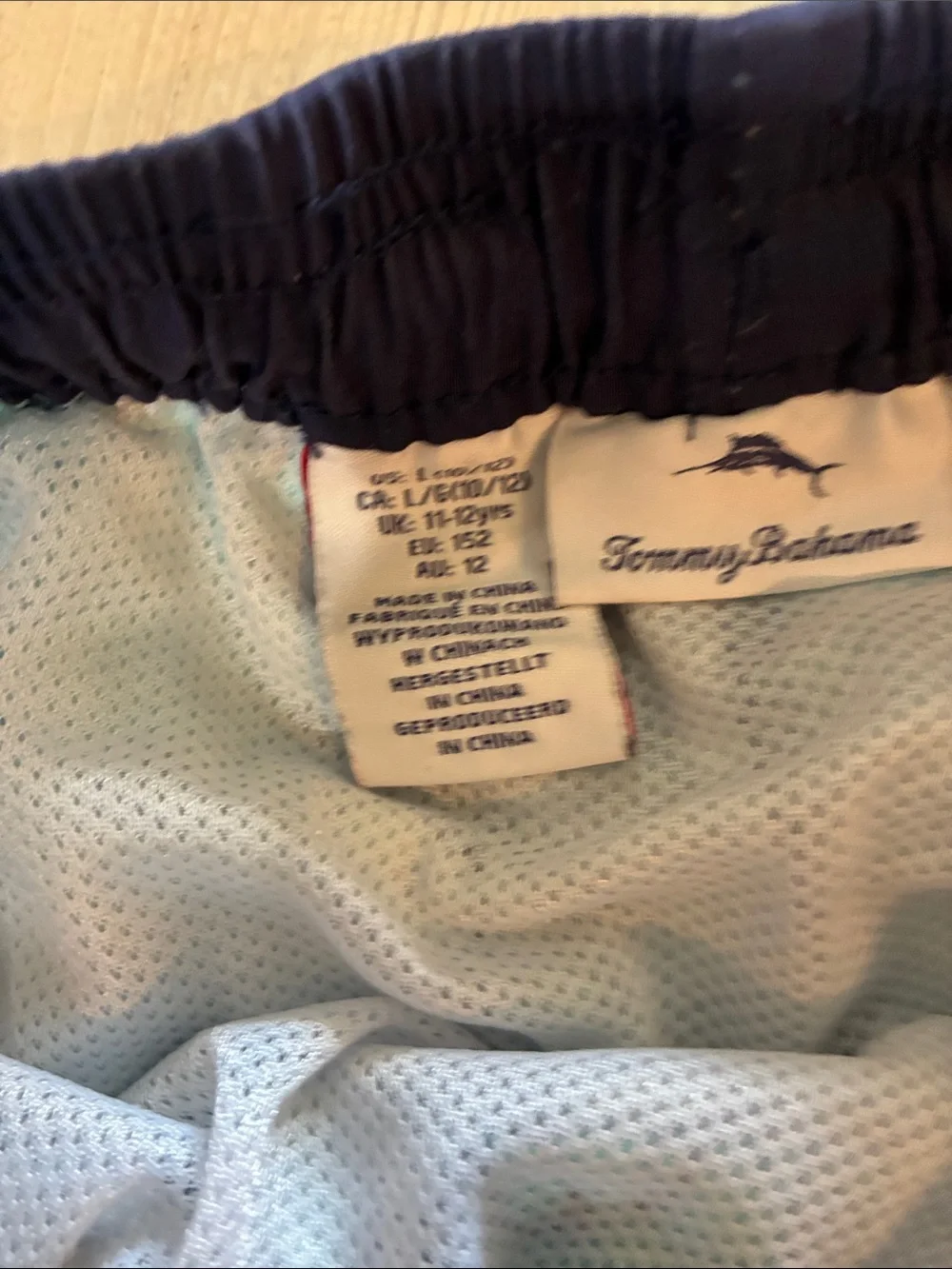 Tommy Bahama Teal Shark Print Kids Swim Trunks